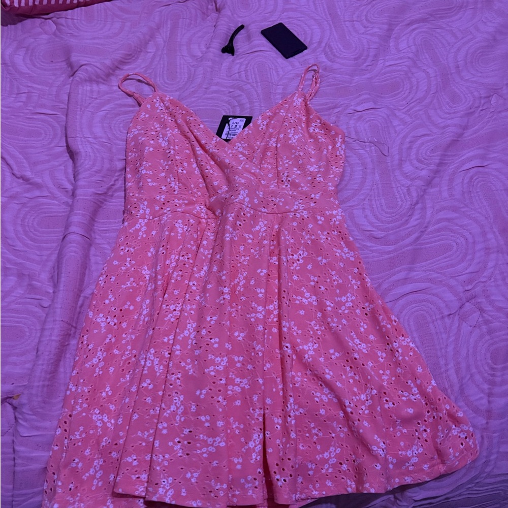 Floral Pink Dress with Spaghetti Straps